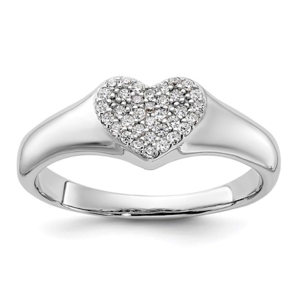925 Sterling Silver Pavè CZ Heart Ring